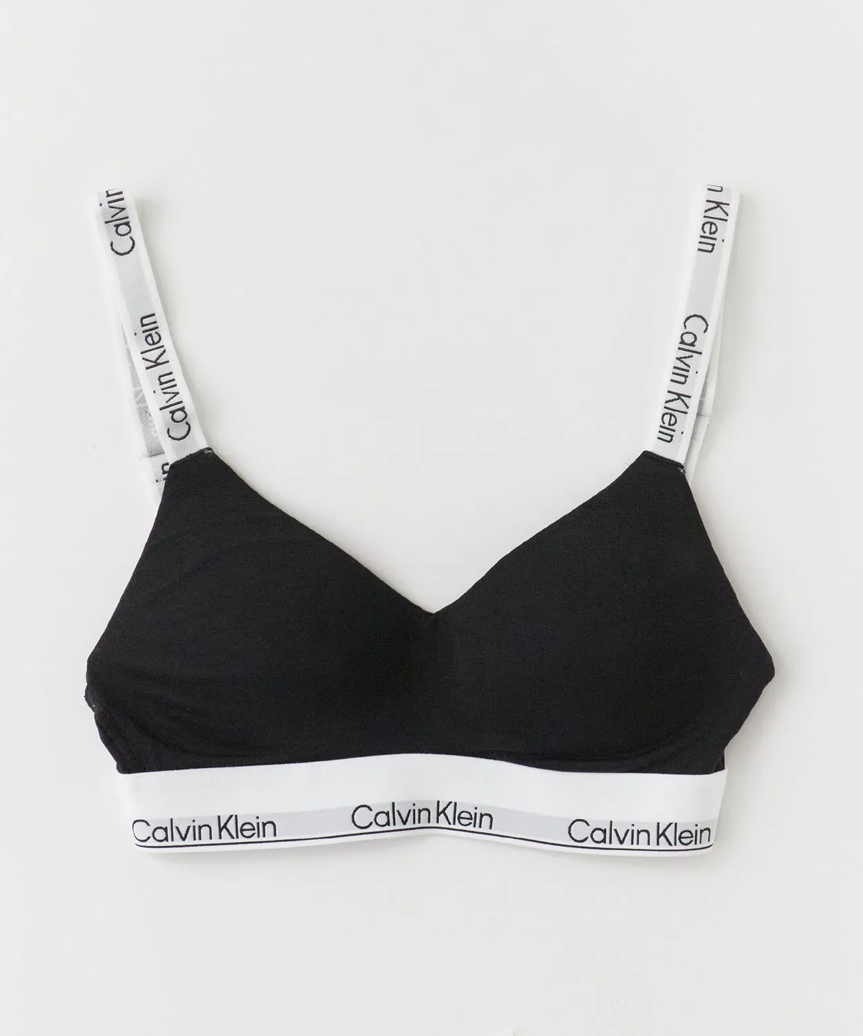 Бралетт Calvin Klein с логотипом на поясе, с чашечками, черный