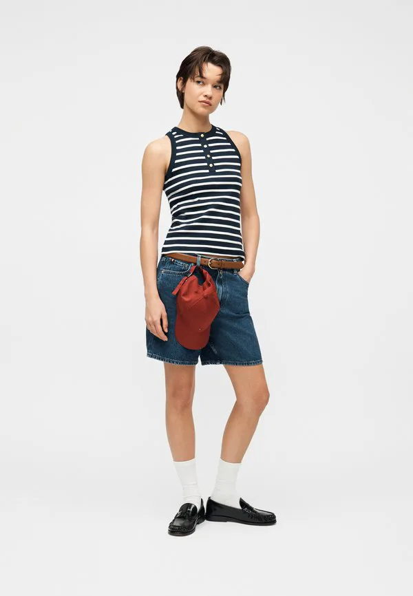 Топ-Поло без рукавов с золотистыми пуговицами Tommy Hilfiger, Dark Night/Ecru — фото 2