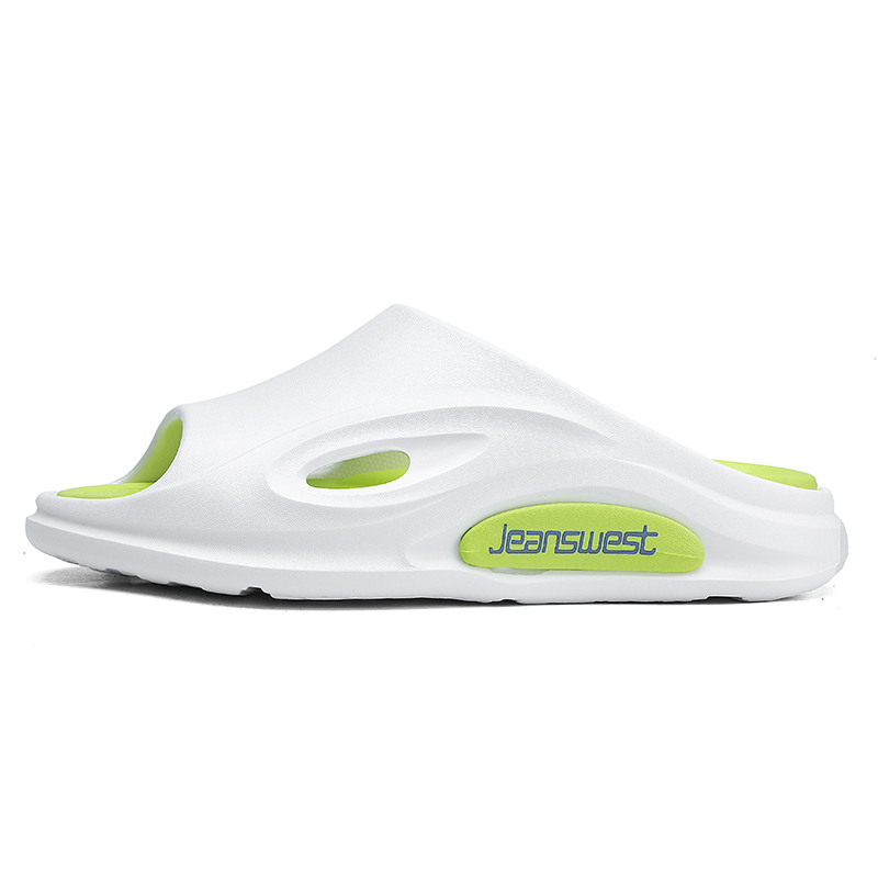 

JEANSWEST Скользящие тапочки с противоскользящей стежкой, антибактериальной пропиткой и массажными вставками унисекс бело-зеленые, цвет White Green