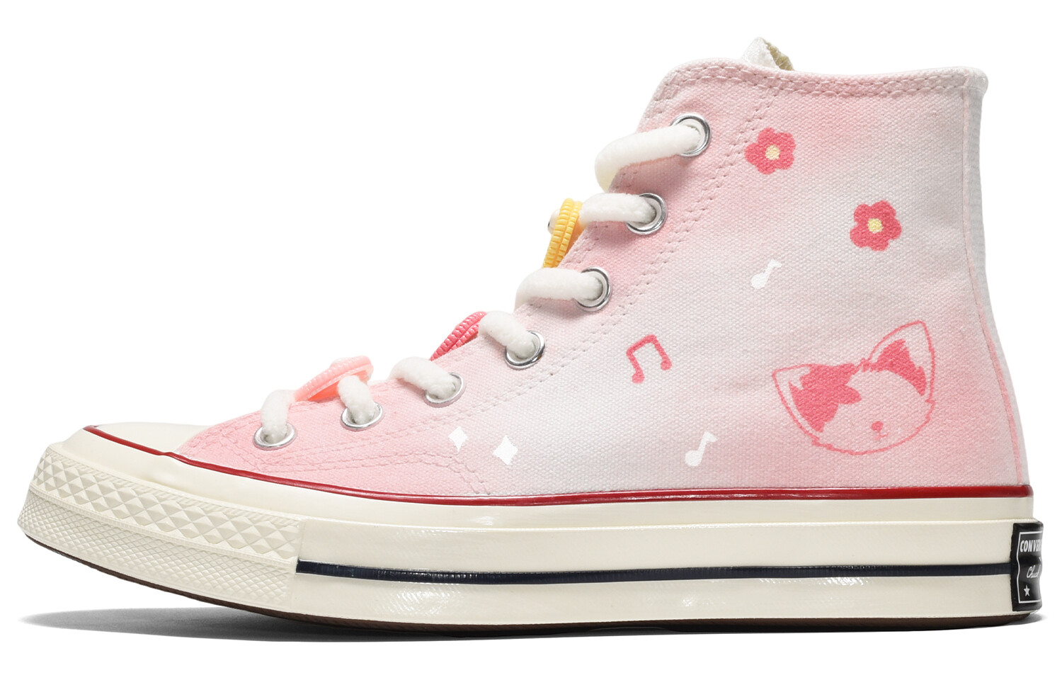 

1970-е годы. Кеды унисекс с высоким берцем, белые/розовые. Converse