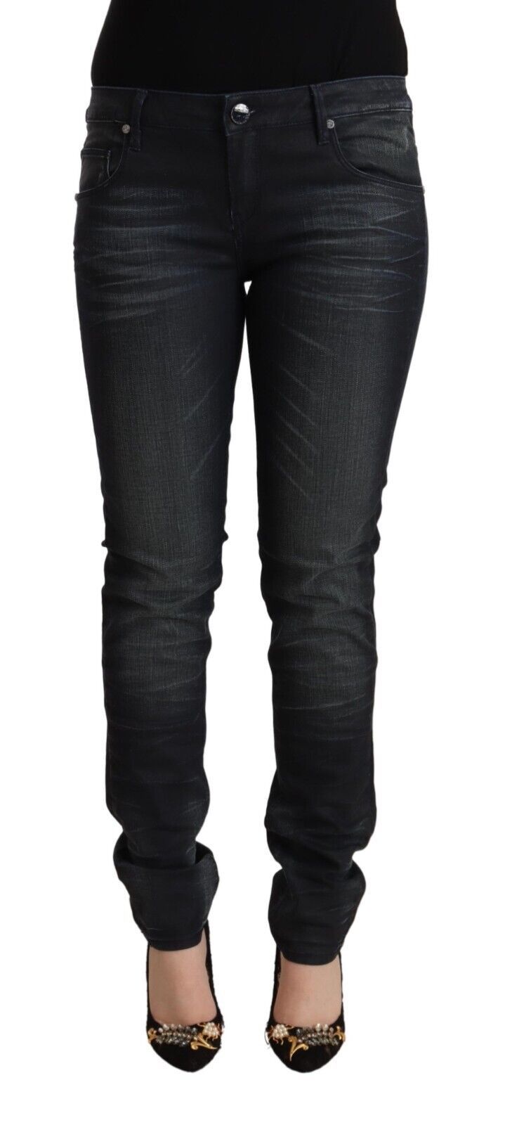 

Элегантные черные выбеленные джинсы Slim Fit Yacht, Black