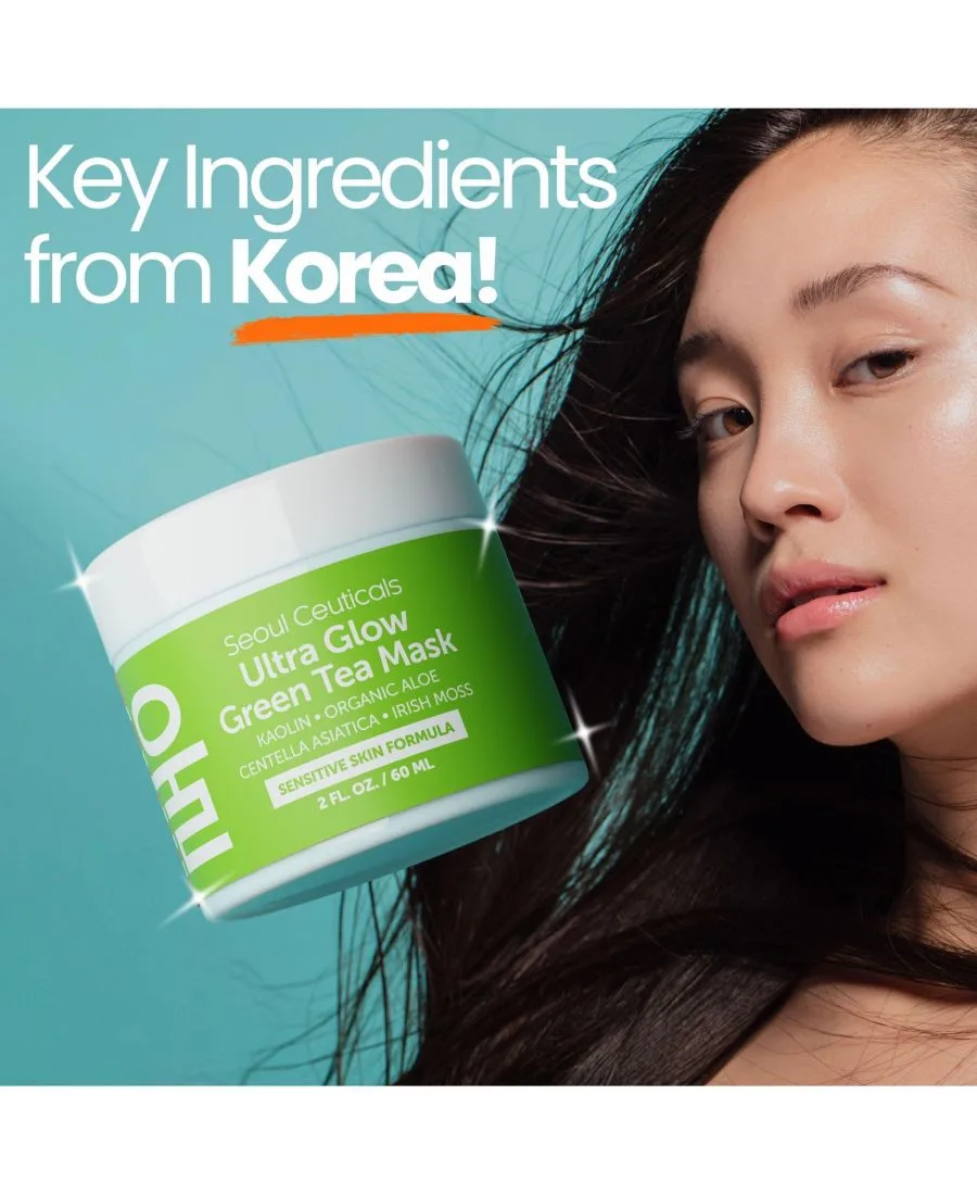 Маска для лица Seoul Ceuticals — Корейская с зеленым чаем для ухода за кожей лица. Корейская косметика для ухода за кожей — фото 3
