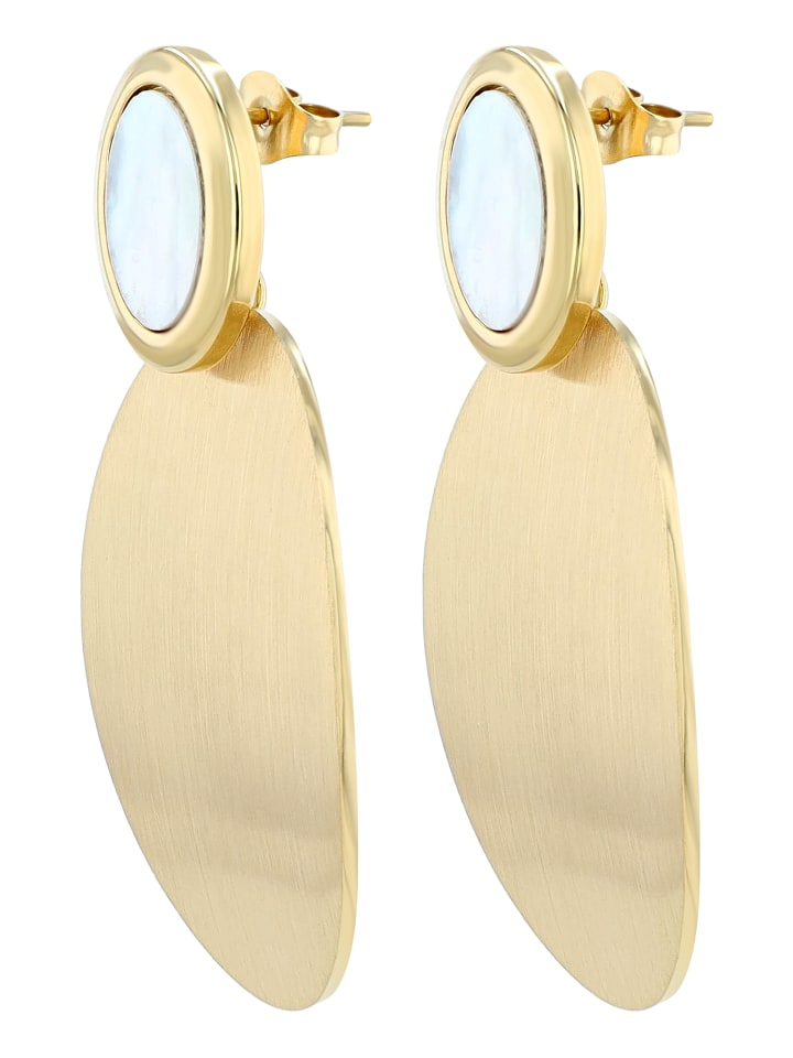 

Adeliás Женские серьги - серьги-гвоздики из нержавеющей стали с перламутровыми вставками в золотом исполнении