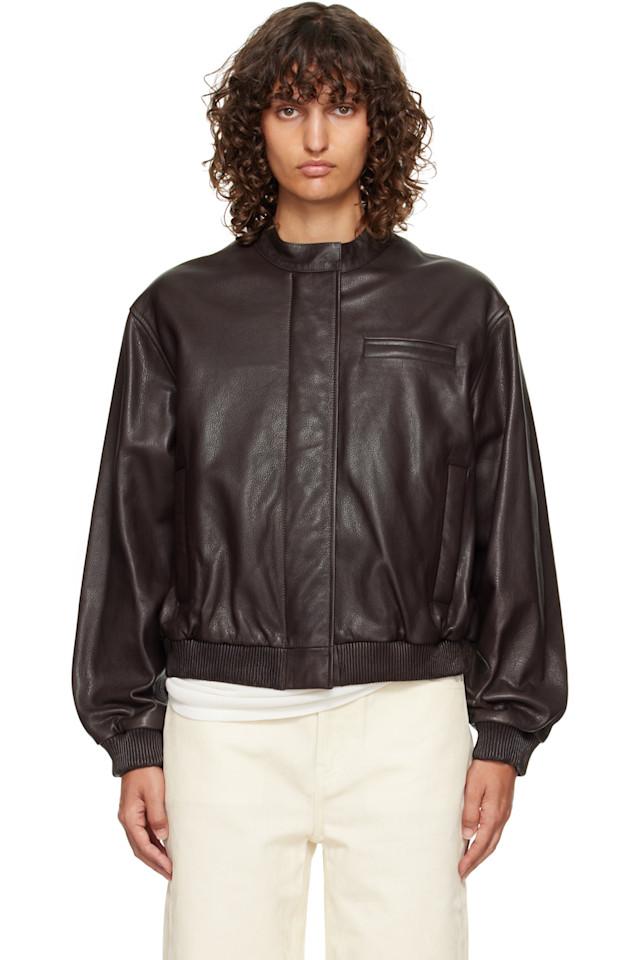 

Loulou De Saison Куртка-Бомбер из коричневой кожи Marlow