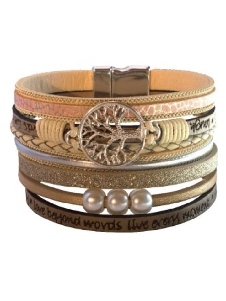 

Saraswati Design Nonbook - Браслет «Древо жизни» из искусственной кожи бежевого цвета, металл серебристого цвета