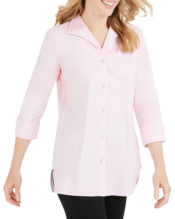 

Хлопковая рубашка Foxcroft Pandora без глажки, розовый