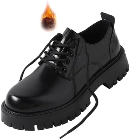 

Мужские кожаные туфли-оксфорды на шнуровке с платформой, круглым носком, массивным каблуком и рифленой подошвой, с мягкой стелькой, дерби, повседневные, классические и офисные деловые туфли Zlnmld, черный