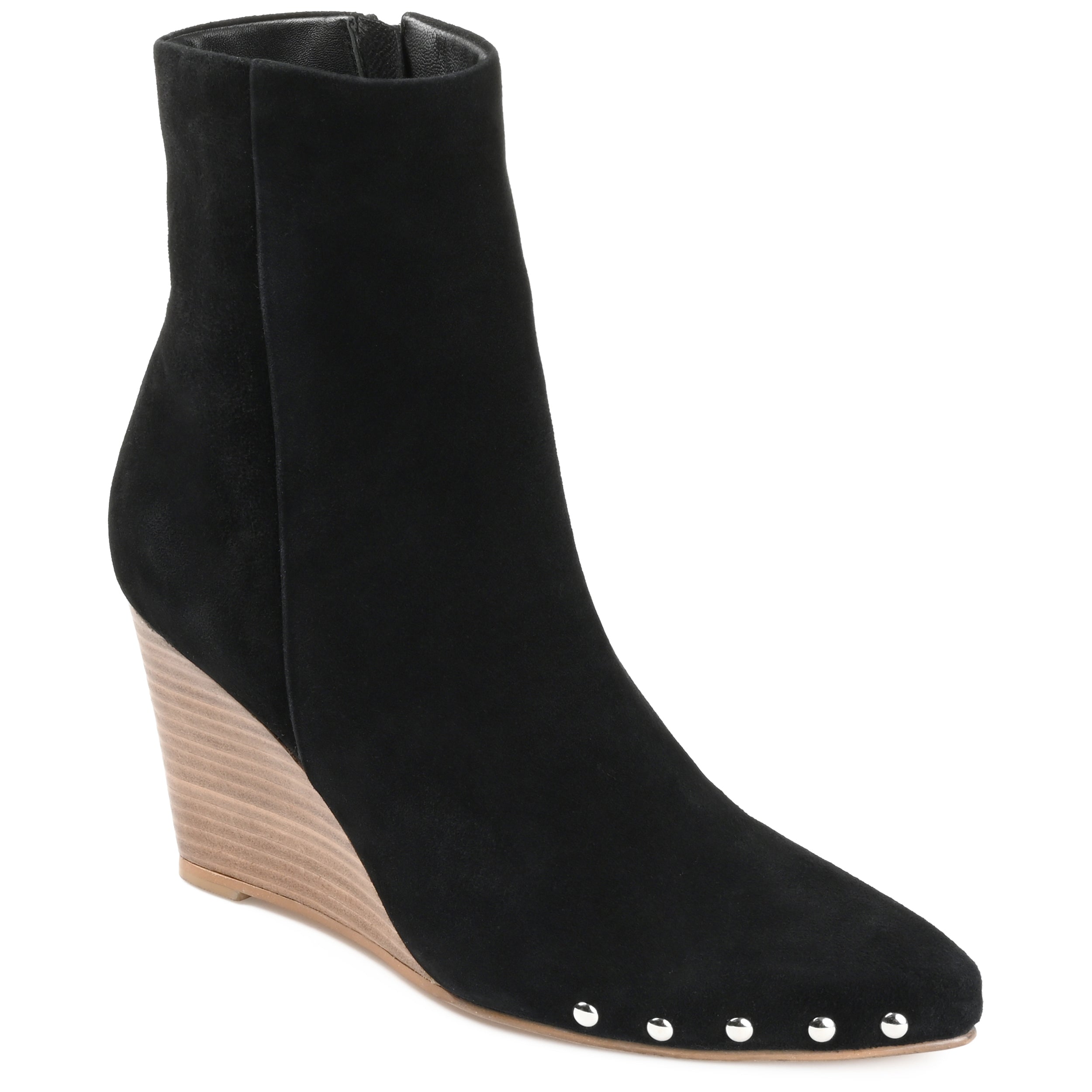 Женские ботильоны Journee Signature из натуральной кожи Reeya Almond Toe на танкетке, черный