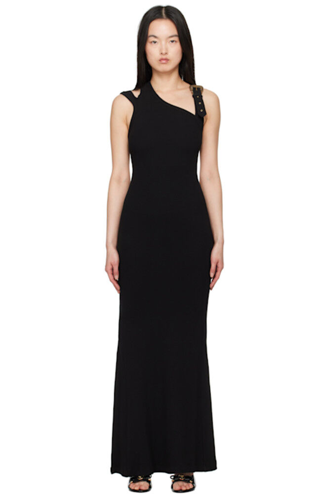 

Черное платье макси с пряжкой в ​​стиле барокко Versace Jeans Couture