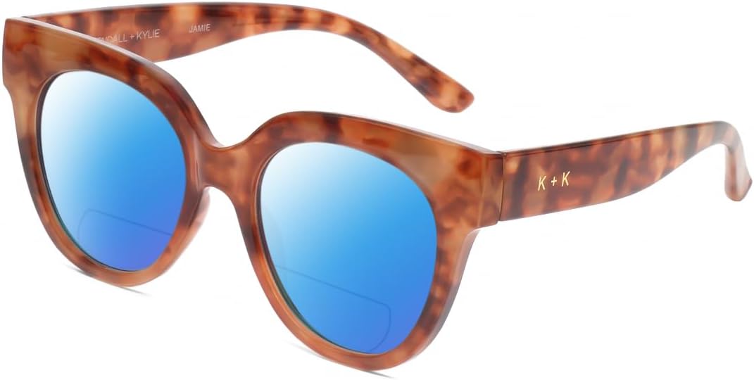 

Солнцезащитные очки для чтения Calabria K+K JAMIE Round Polarized BiFocal для женщин, модные дизайнерские очки с бифокальными линзами, Golden Tortoise Havana Crystal/Blue Mirror Lens