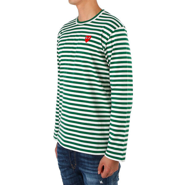 Футболка striped long-sleeve t-shirt 'green' Comme Des Garcons Play, зеленый — фото 4