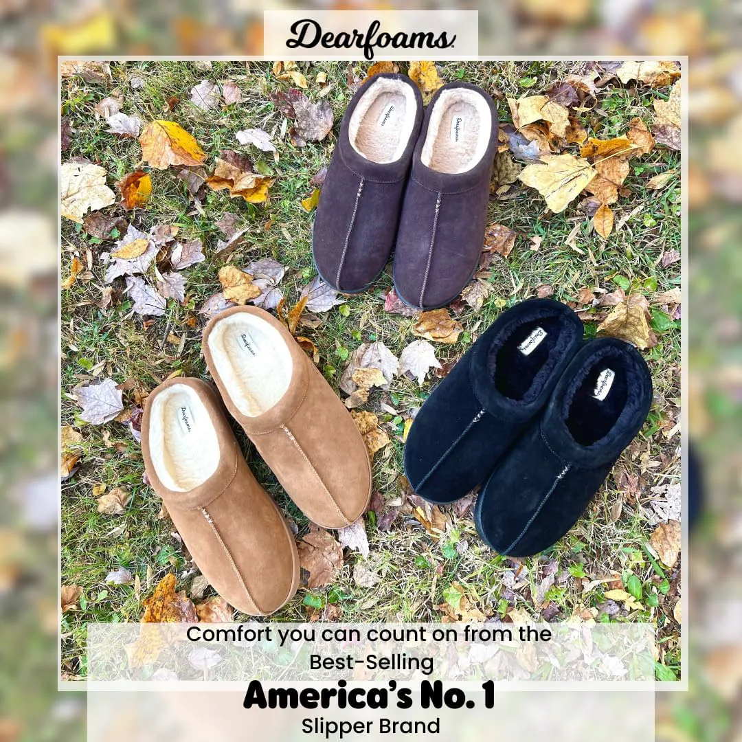 Мужские замшевые сабо Dearfoams для дома и улицы, черный — фото 4