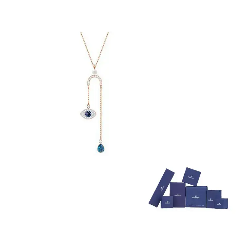 

Swarovski Позолоченное розовым золотом ожерелье с голубым камнем для женщин Blue