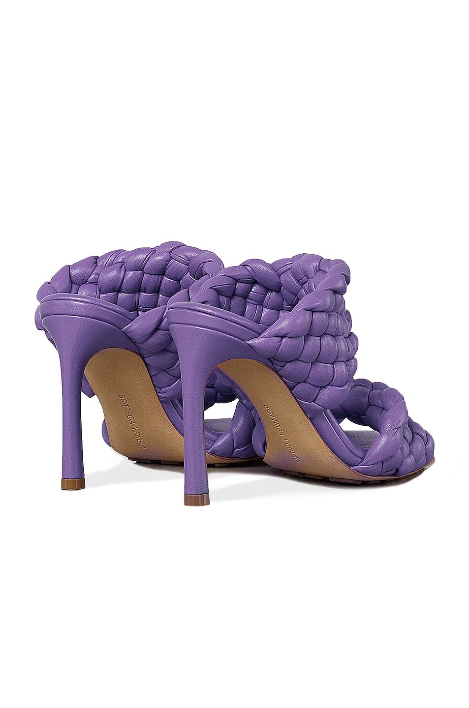 Мюли Bottega Veneta Padded Woven Leather Sandals, фиолетовый — фото 3