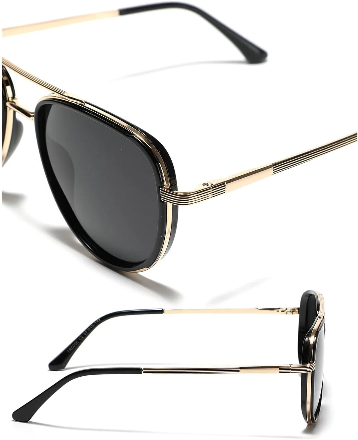 

Модные поляризованные солнцезащитные очки-пилот для женщин и мужчин в стиле ретро 70-х годов с защитой от УФ-излучения и двойным лучом mincl, Clear Green