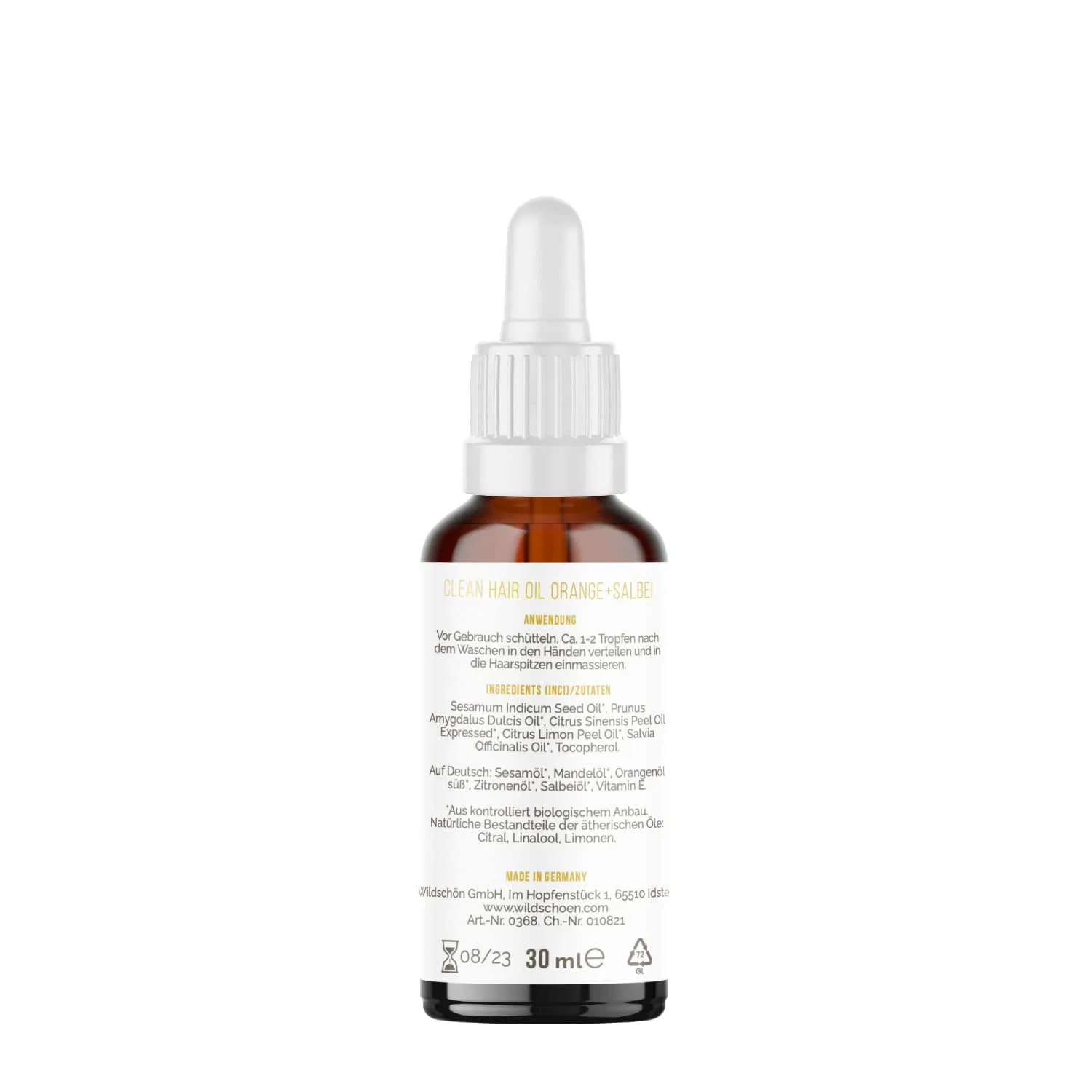 Масло для волос Clean Hair Oil Orange + Sage Wildschön — фото 2