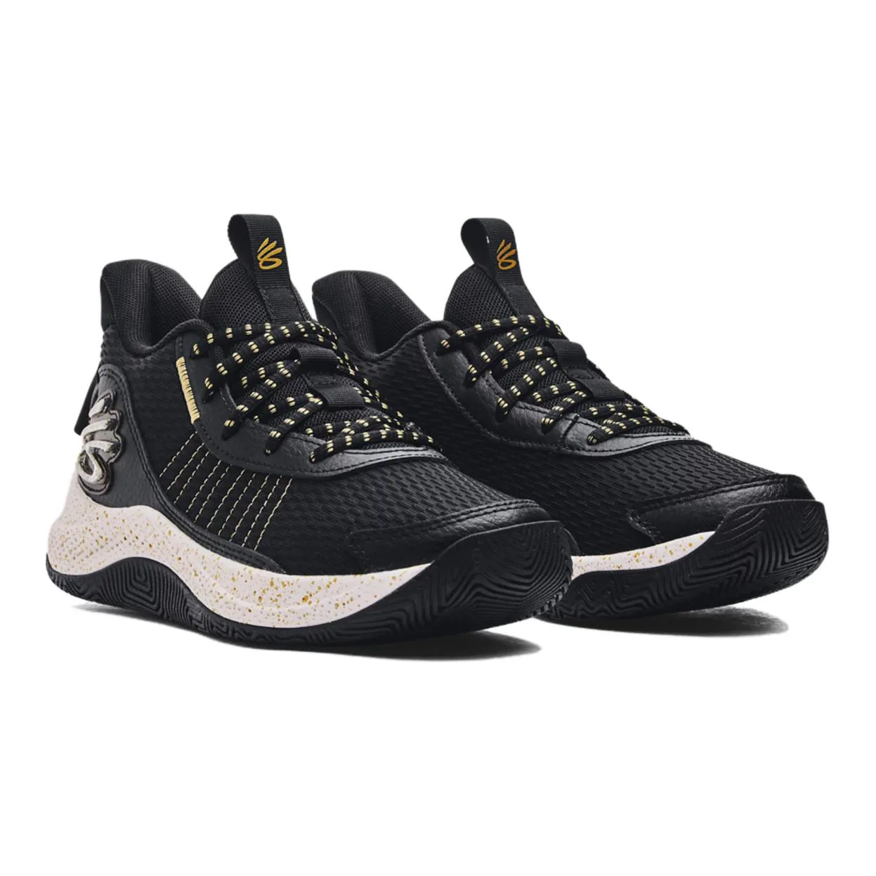 Under Armour Curry 3 Slip Resistant Abrasion Resistant низкие детские баскетбольные кроссовки Black White Unisex — фото 4