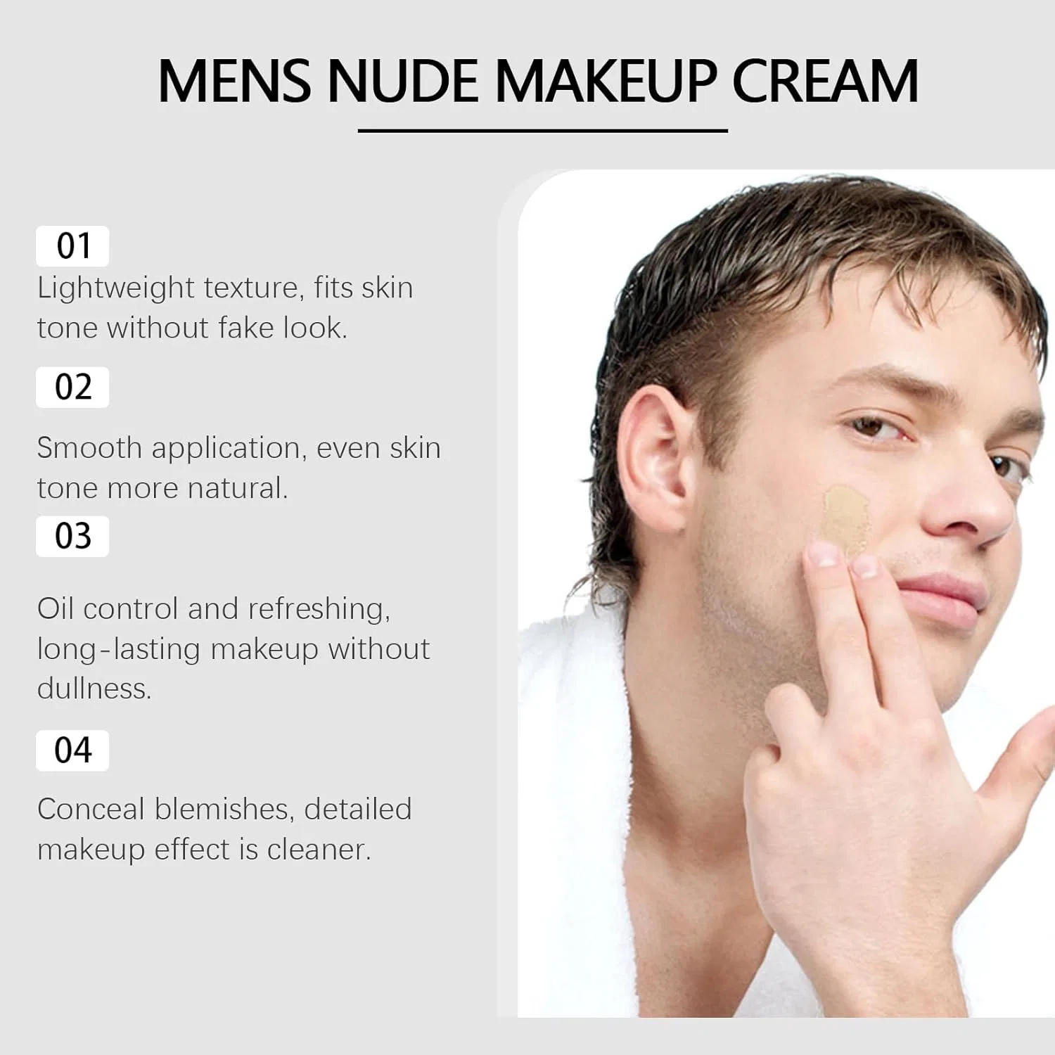 Тональный крем для мужчин Nude Makeup Cream, натуральный состав, 50 г — фото 2