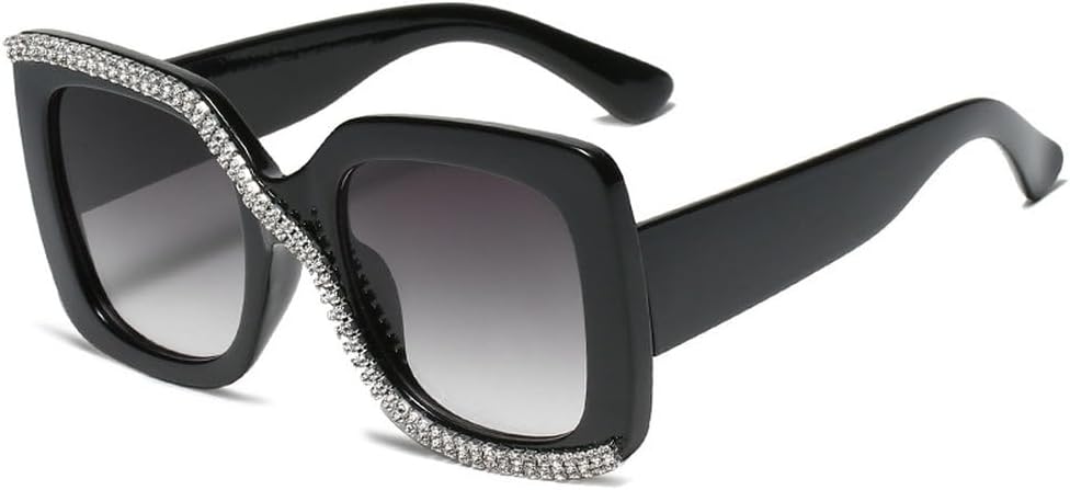 

Модные солнцезащитные очки с бриллиантами для женщин и мужчин, ретро-оправа большого размера, трендовые женские солнцезащитные очки класса люкс с защитой от УФ-излучения UV400 TKKTLLT, Black Grey