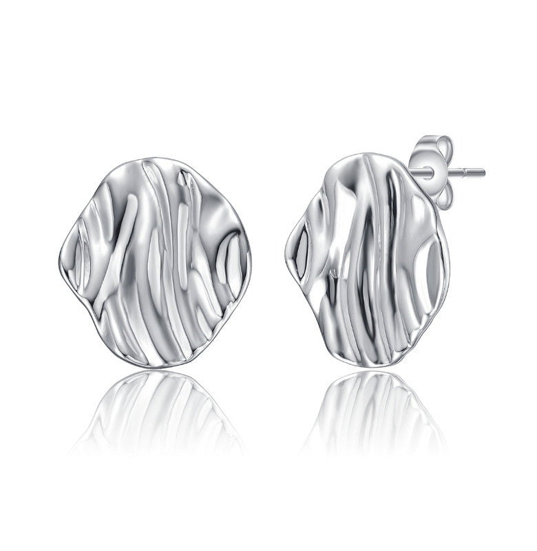 

Серьги-гвоздики из стерлингового серебра с рифленой поверхностью и покрытием из белого золота Genevive, белый