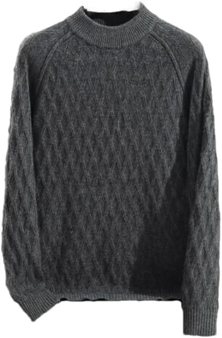 

Мужской вязаный пуловер с воротником-стойкой, свободный, с длинными рукавами и цветочным узором