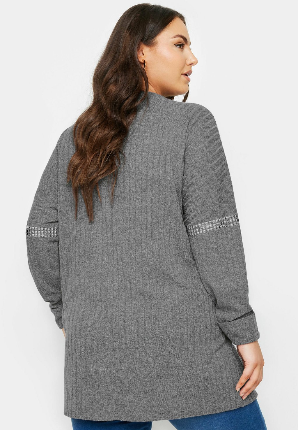 

Джемпер STUD NECKLINE EMBELLISHED Yours Clothing, серый