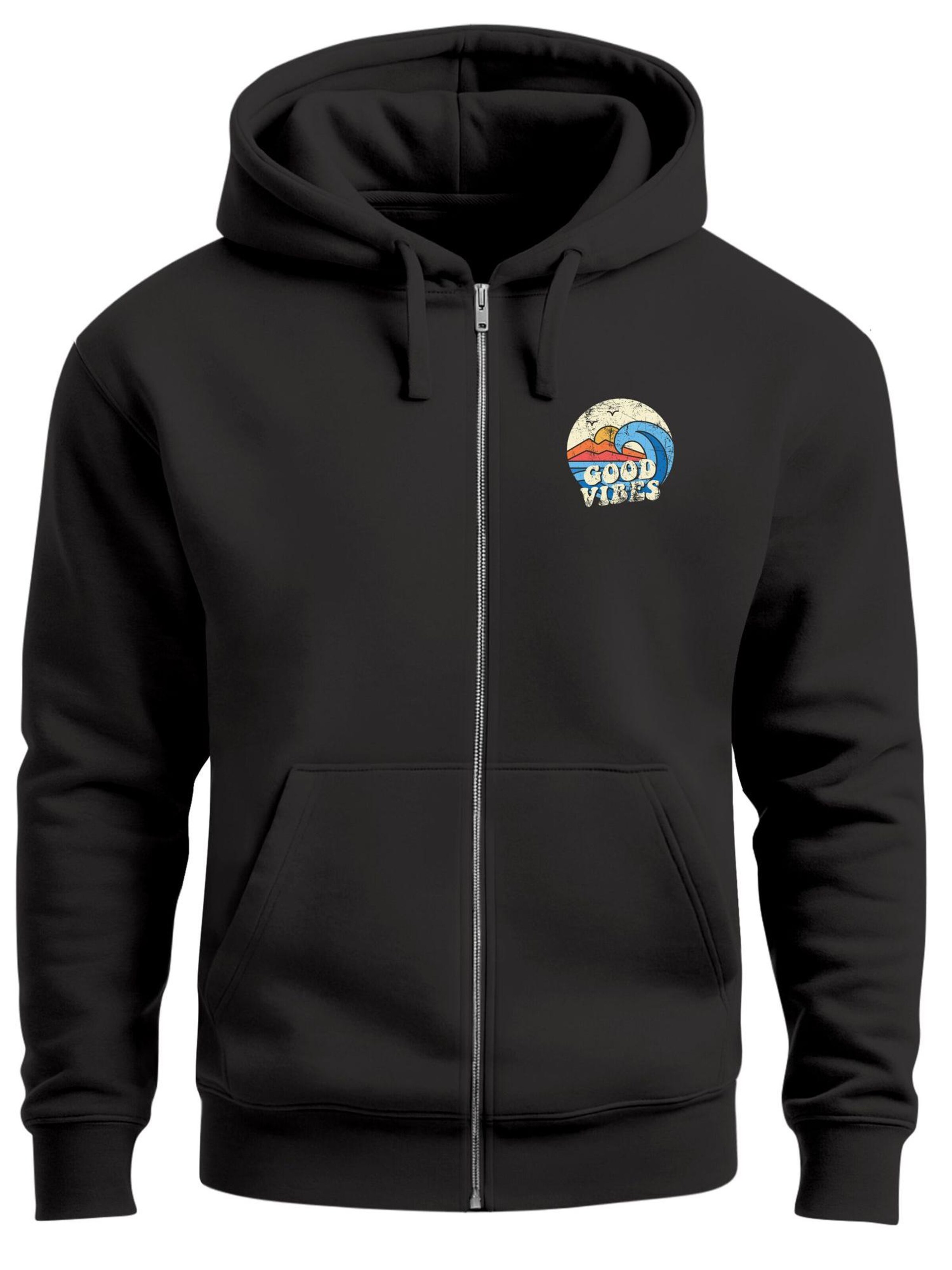 

Neverless Толстовка с молнией 'Good Vibes' в черном цвете, Черный, Neverless Толстовка с молнией 'Good Vibes' в черном цвете