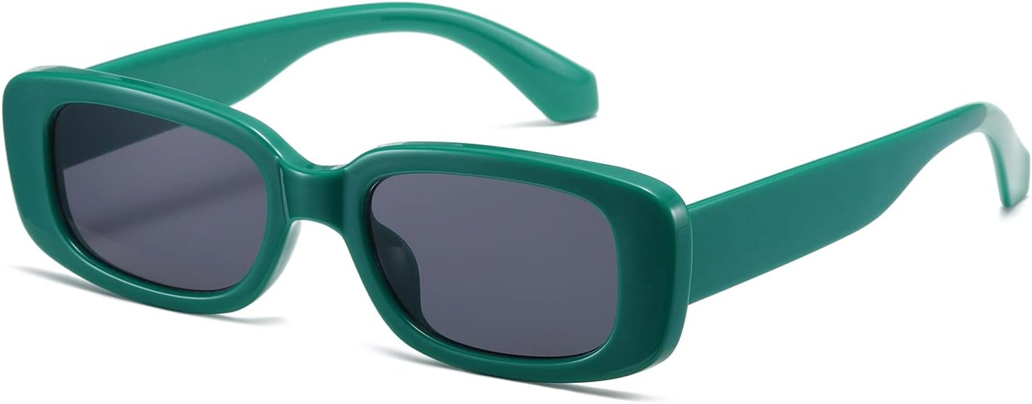 

Солнцезащитные очки Kimorn прямоугольной формы для женщин и мужчин, модные ретро-очки в стиле 90-х, защита от УФ-излучения UV 400, квадратная оправа, K1200, Green Frame Grey Lens