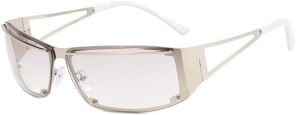 

Солнцезащитные очки Y2k для женщин, модные градиентные солнцезащитные очки для мужчин, очки в стиле стимпанк, солнцезащитные очки с зеркальными линзами KTUCN, Silver Double Silver