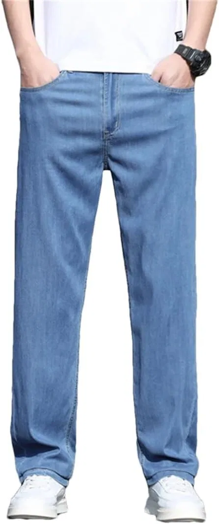 Джинсы прямые свободные Ice Silk, Light Blue