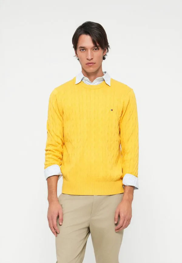 Свитер с вышивкой флага и косами Tommy Hilfiger, Morning Side Yellow Heather