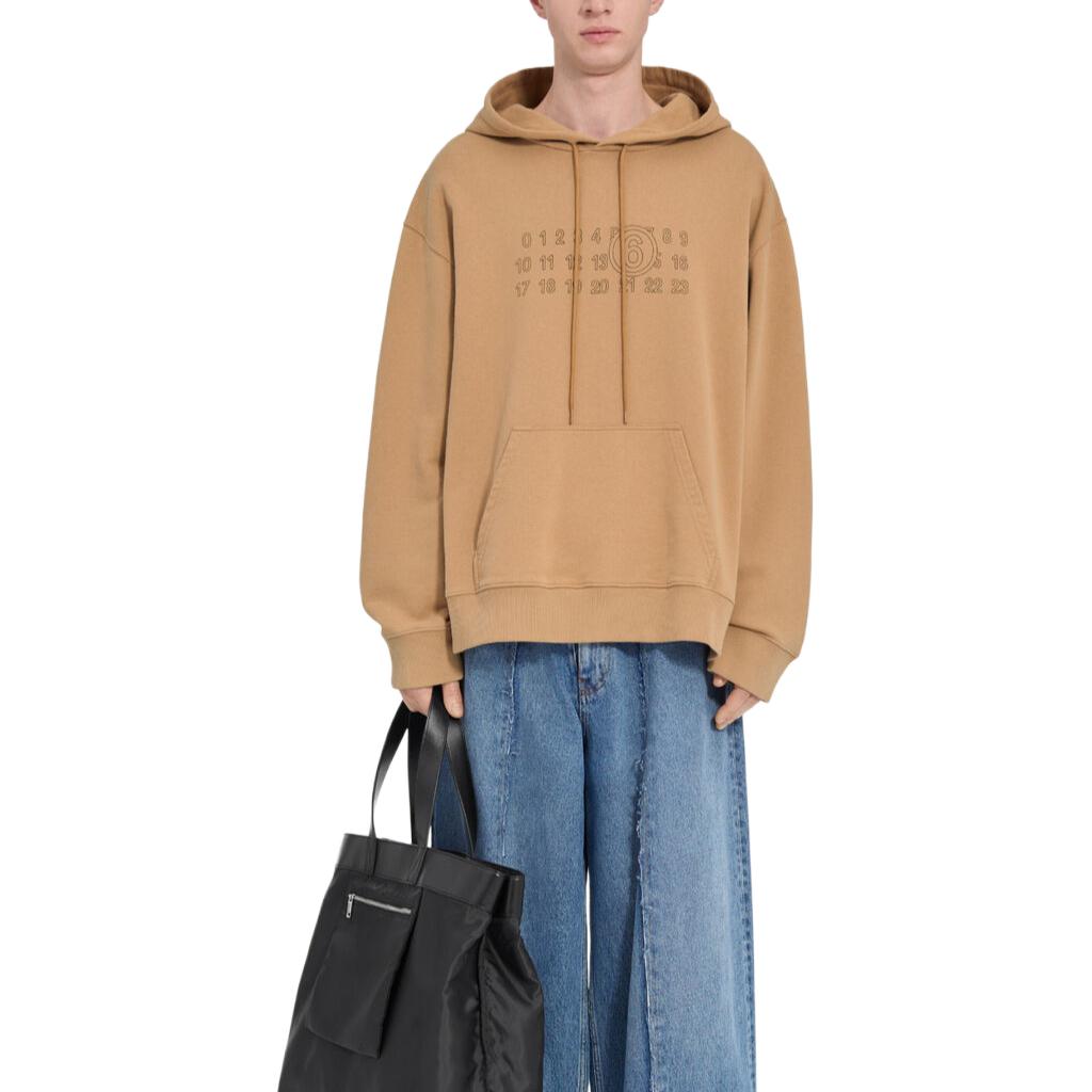 Худи с завязками и цифровым принтом MM6 Maison Margiela, оранжево-коричневый — фото 3