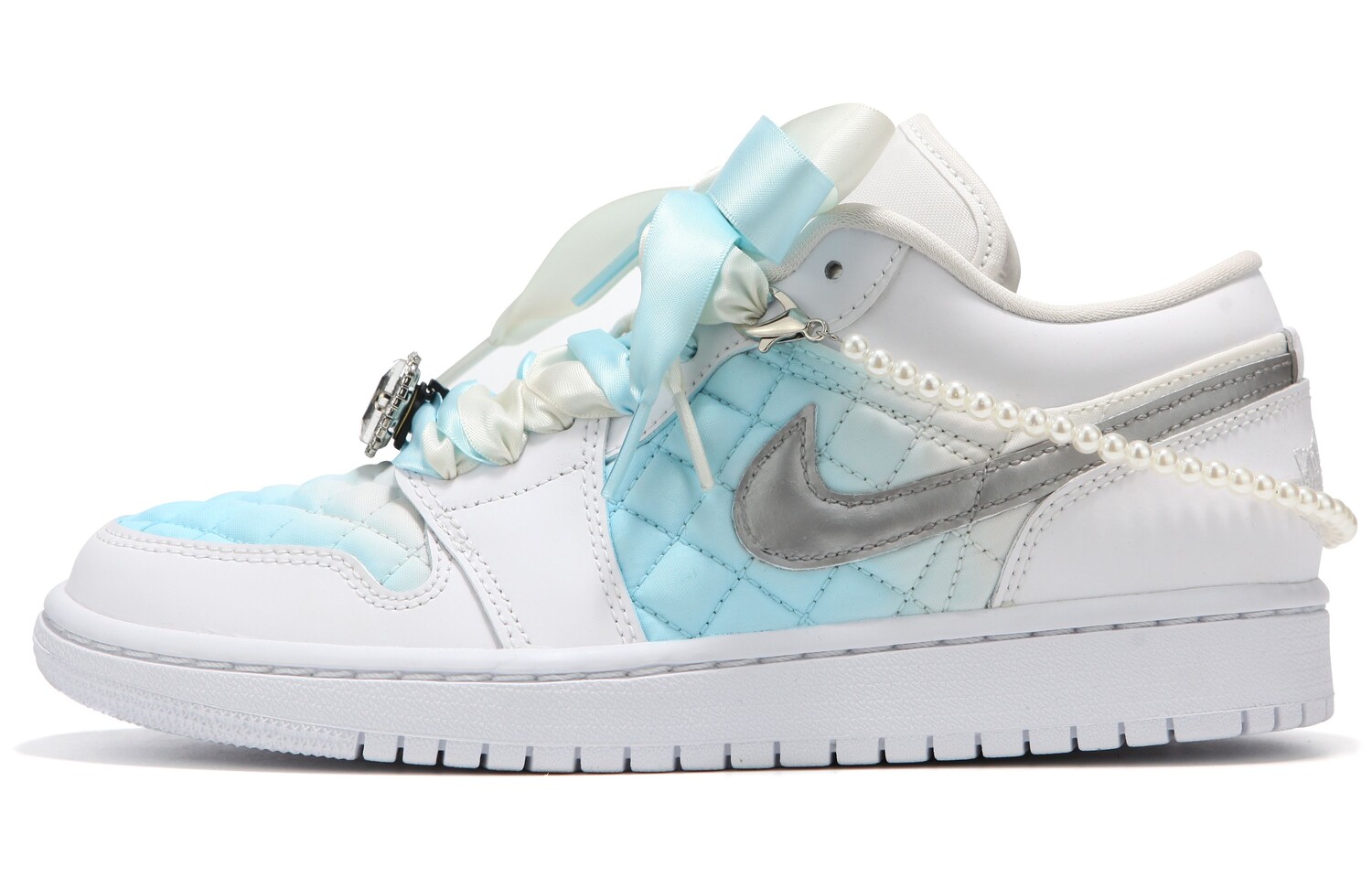 

Кроссовки Air Jordan 1 Vintage Basketball Shoes Women's Low-top White Ice Blue, белый