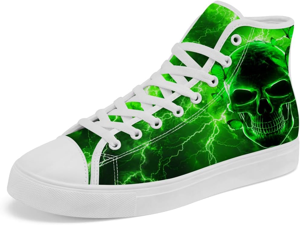 

Кеды на высокой подошве Chebing с черепом для мужчин и женщин, высокие кроссовки на шнуровке, повседневная обувь, подарок для папы и мамы, зеленый