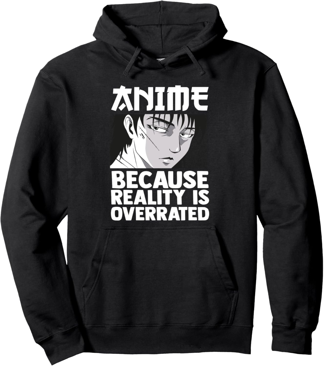 

Аниме Потому что реальность переоценена Худи с аниме-принтом South Korea & Anima Merchandise Gift, черный