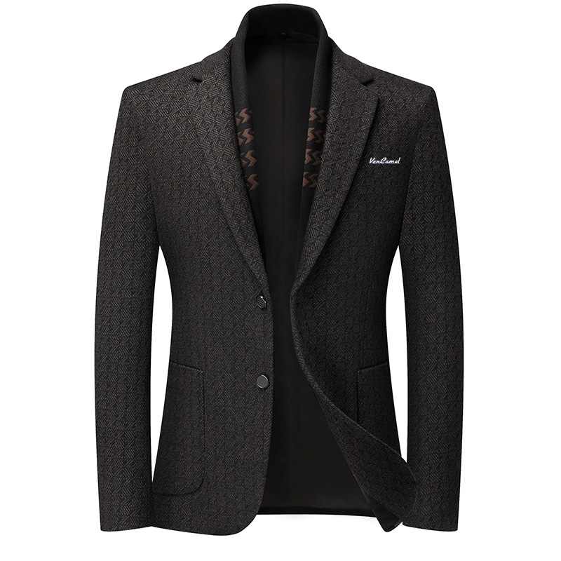 

VanCamel Мужской деловой костюм черного кофейного цвета, утепленный