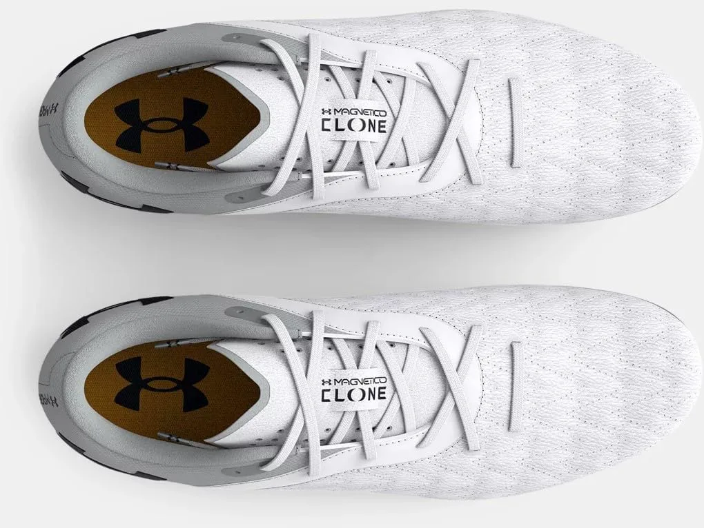 Бутсы для футбола на твердое покрытие Under Armour Clone Megnetico Premier 2.0 для мужчин, белый/серебристый/черный — фото 3