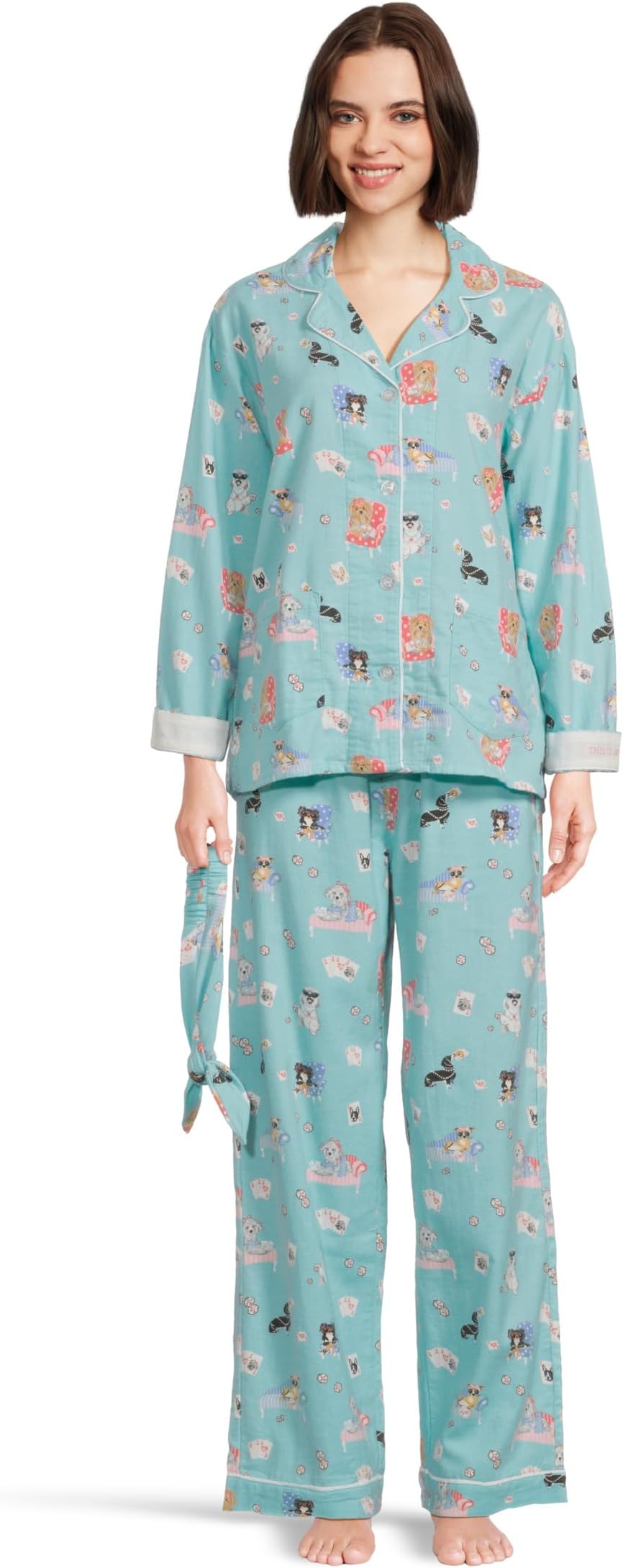 

Пижама P.J. Salvage Flannel PJ Set with Headband, цвет Roll The Dice Turquoise