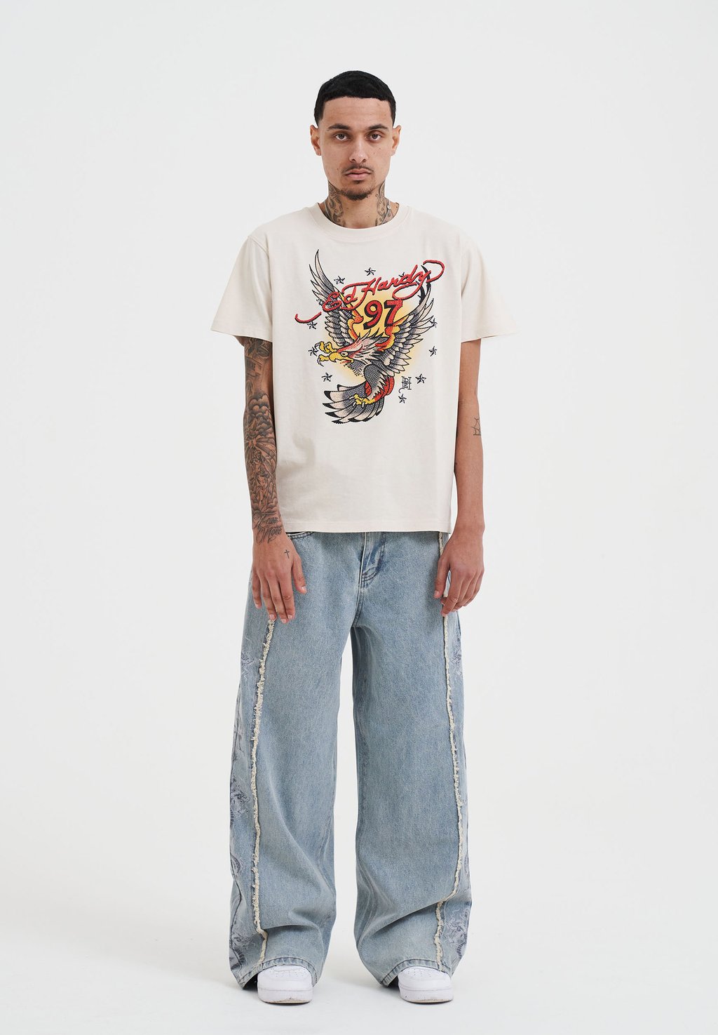

Футболка с принтом 97 EAGLE DIAMANTE Ed Hardy, бежевый