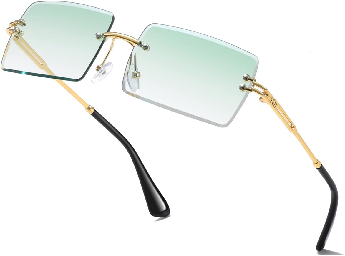 

Модные солнцезащитные очки без оправы прямоугольной формы для женщин и мужчин, квадратной формы, сверхлегкие, с защитой от УФ-излучения UV400, унисекс, артикул 9031 aisswzber, Gradient Green