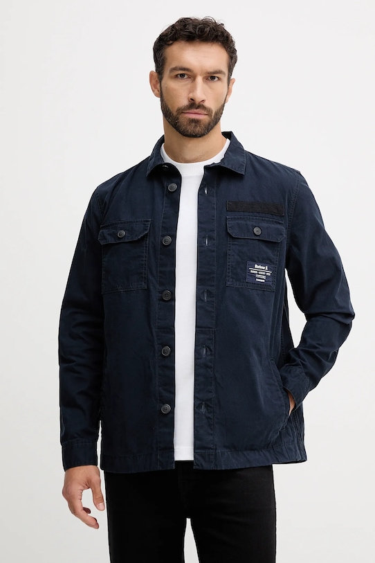 

Хлопковая рубашка Bidlam Overshirt Barbour, темно-синий