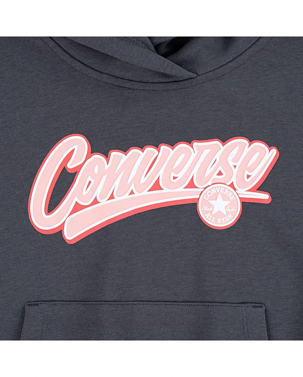 Толстовка с капюшоном и расслабленным графическим рисунком от Converse, черный — фото 3