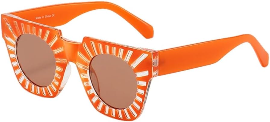 

Женские солнцезащитные очки LVTFCO Hollow в ретро-стиле с большой оправой, модные солнцезащитные очки для активного отдыха, защита от УФ-излучения UV400, Orange Champagne