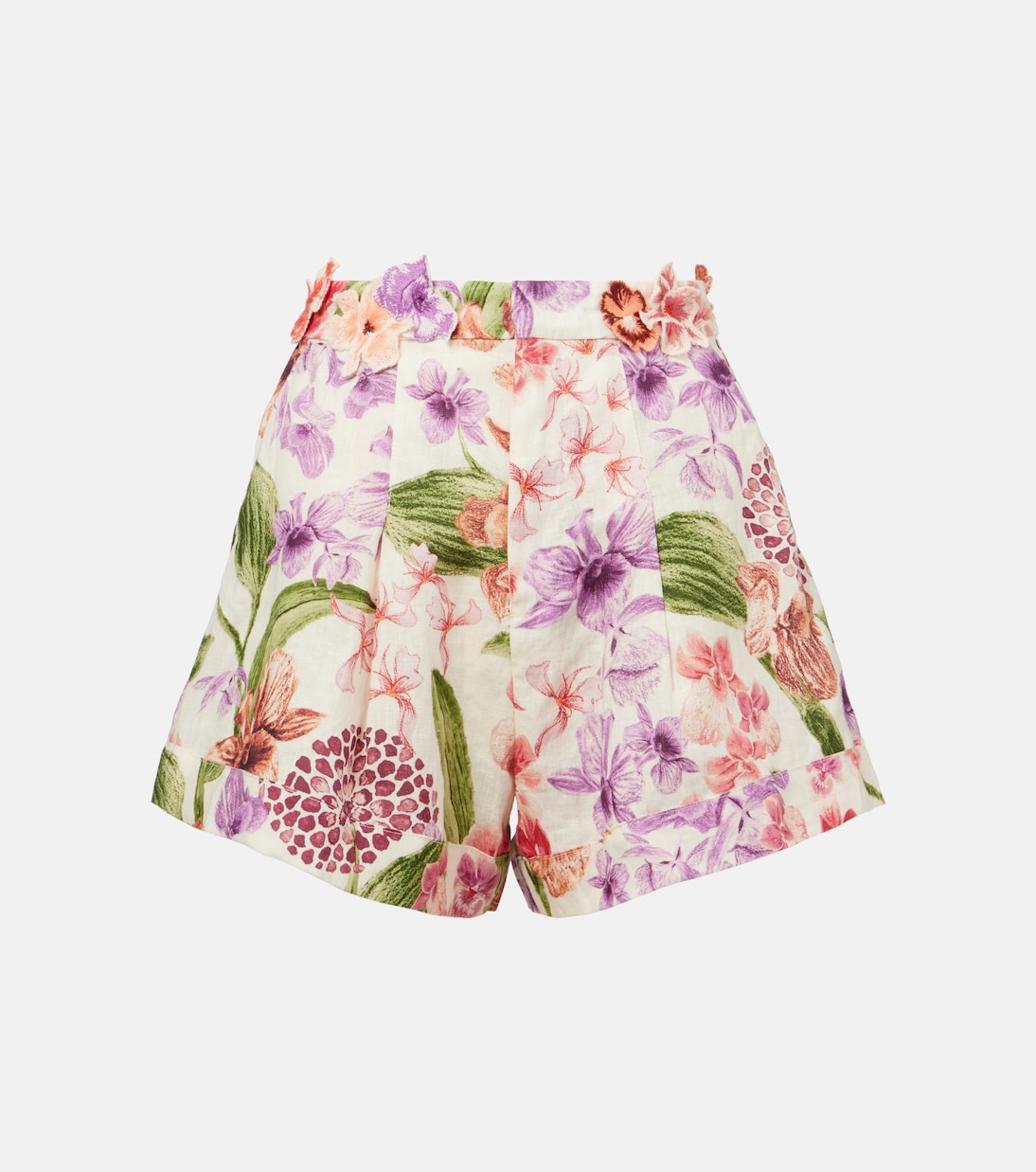 

Льняные шорты с цветочным принтом High-Rise Agua by Agua Bendita, Florals