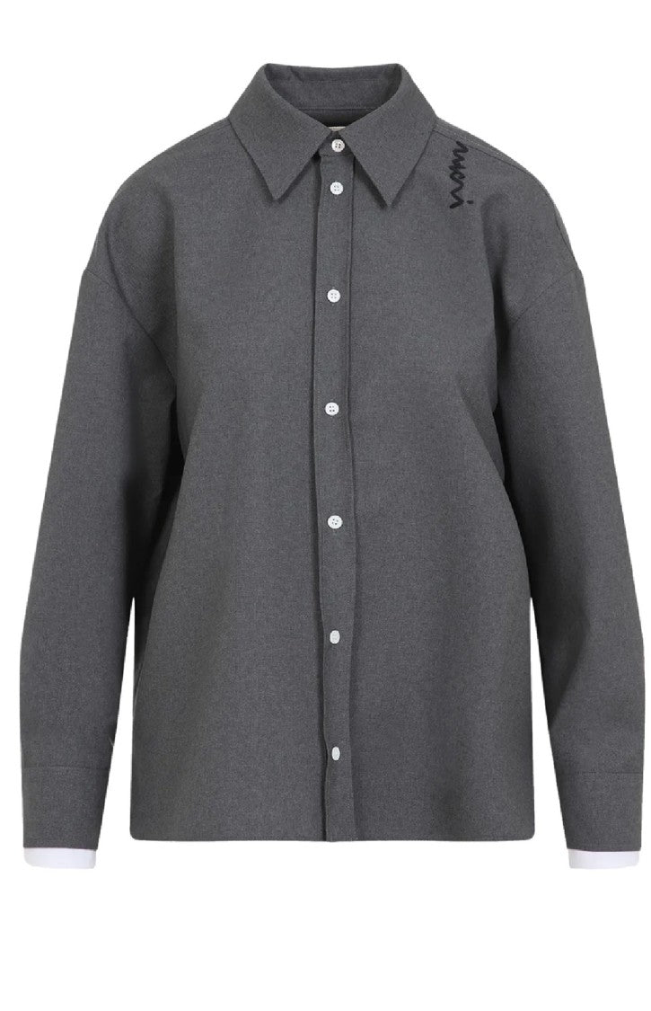 

Свободная серая рубашка из чистой шерсти Marni, серый