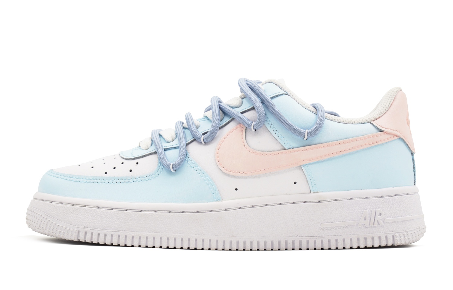 

Nike Детские низкие кроссовки Air Force 1 LE из кожи с противоскользящей амортизацией и износостойкостью, белые и розовые