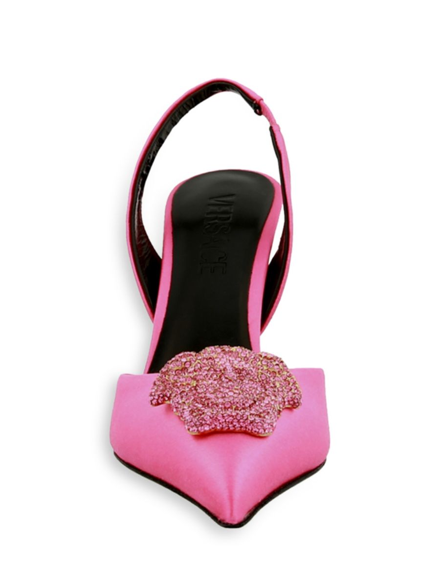 Туфли-лодочки La Medusa с декором из шёлковой смеси Versace, цвет Flamingo — фото 2