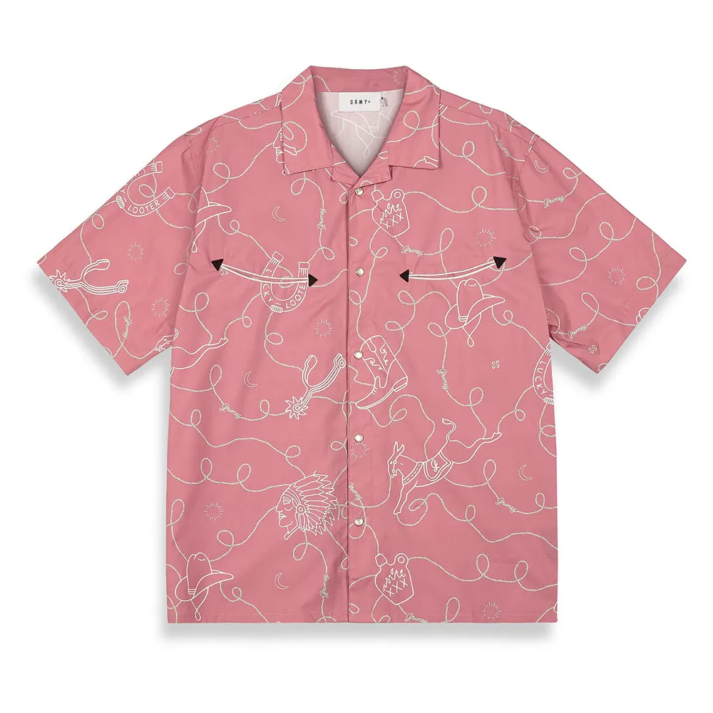 

Рубашка с коротким рукавом Grimey Lone Hand Button Up, розовый