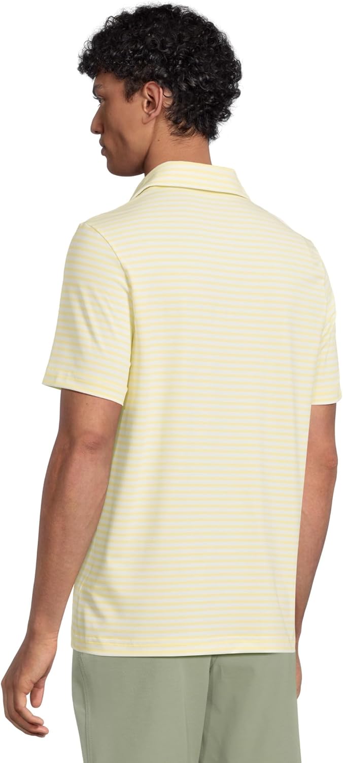 Поло Lacoste Sport Мужская Regular Fit с защитой от УФ, белый/желтый Striped — фото 3