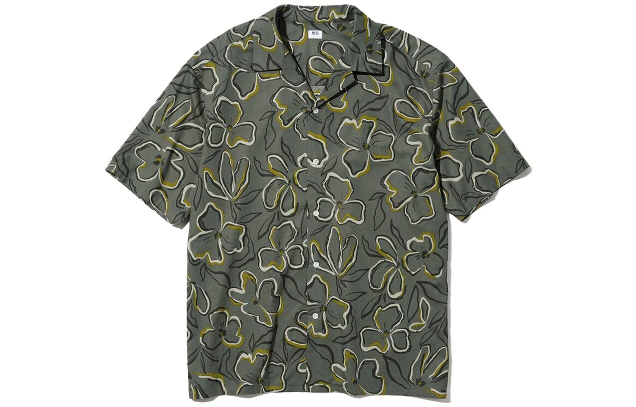 

Рубашка мужская оливковая Uniqlo, оливковый